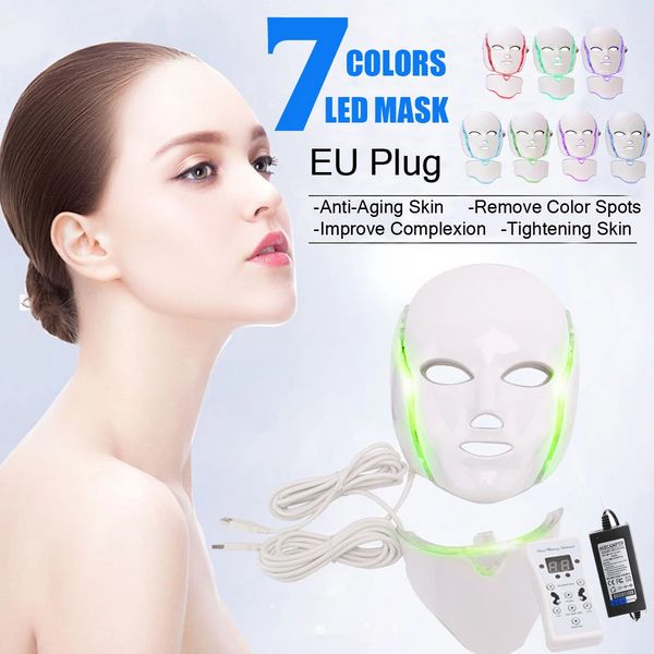 Güzellik Ürünleri 7 Renk Güzellik Terapisi Lamba Foton LED Yüz Maskesi Açık Ten Bakım Kırışıklık Akne Çıkarma Yüz Boyun Gençleştirme Led Yüz Maskesi