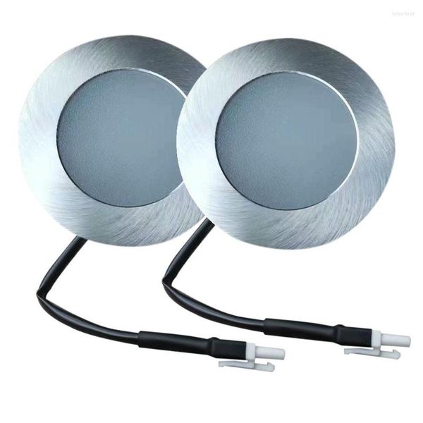 Faixa de panela de 2 peças Capô LED LED de 50 mm Buraco de corte 12V DC Mini fumaça Lâmpada de ventilador leve 15W Substituição de halogênio