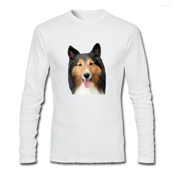 Männer T-Shirts Baumwolle Casual Männer Langarm Shetland Der Schäferhund Collie Hund Drucken T-Shirts Mode Männliche Tops Hip Hop Anime T-shirt