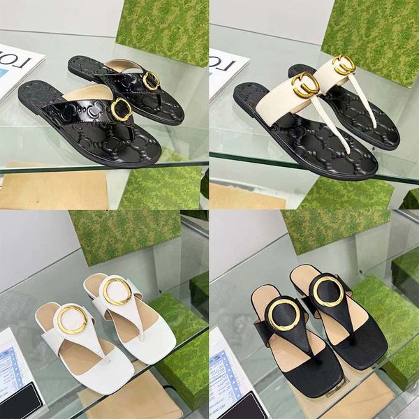 Sandalen Mode Luxusmarke Designer Slipper Damen Herren Haus Flip Flops Leder Classics Dearfoam Sandal Slippers Double Buckle Flat Stilvolle Schuhe Fuzzy Slide