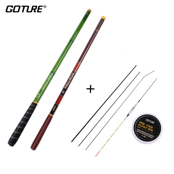 Hastes de pesca de barco Gotrere Ultralight Super Hard Hard Rod 7.2m-3,0m Pólo de carbono de fibra de carbono hastes de pesca telescópica com linha e ponta superior 230324