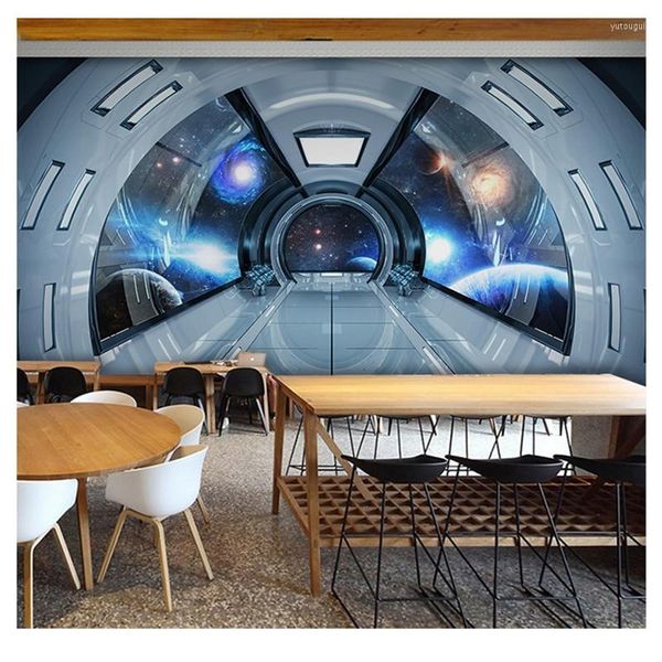 Sfondi Carta da parati personalizzata Moda Fantascienza Spazio Murale Astronave Pianeta Famiglia Impresa Decorazione murale Personalizzazione delle dimensioni