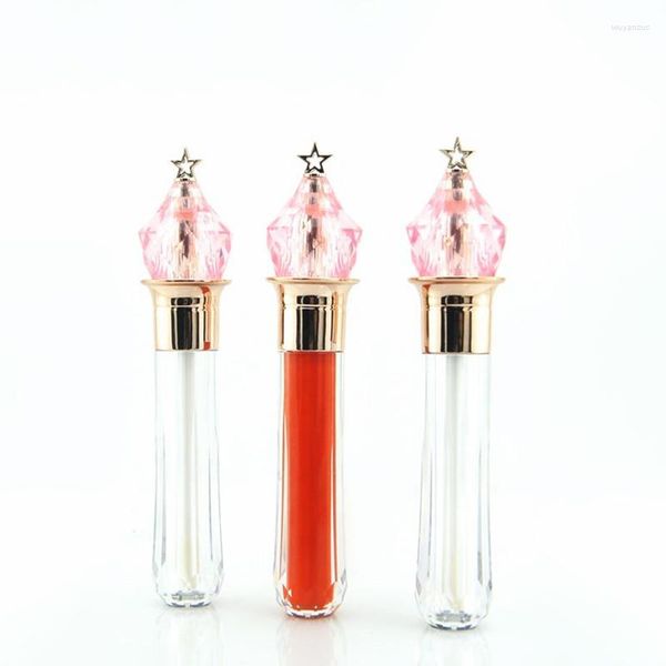 Aufbewahrungsflaschen, 10 Stück, 4 ml, rosafarbene Diamantkappe, leere Lipgloss-Röhre, hochwertige durchsichtige Kunststoffbehälter, Kosmetikverpackungsbehälter