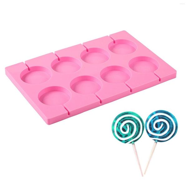 Moldes de cozimento 8 buracos molde de silicone Big Round Lollipop Bolo Decorating Tools 3D Snack Tool para o mesmo que o Bakeware de cozinha de festa