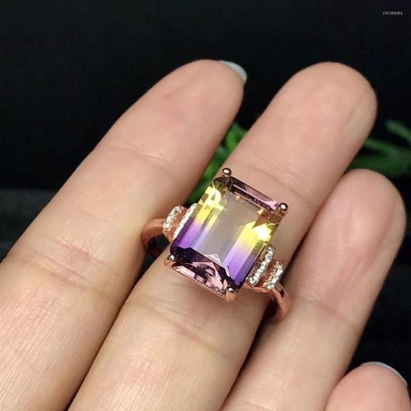 Cluster Rings Rare Color Gemstone Natural Amethyst Lady Ring 925 Серебряный роман мастерство красивые цвета.