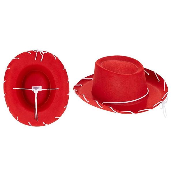 Berretti Cappello da cowboy in feltro rosso marrone per bambini Western Big Eaves Novità Costume da cowgirl natalizio per bambini Ragazzi Ragazze