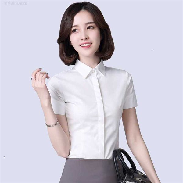 Top con una spalla nascosta Porta con patta Anti luce spenta No Iron Camicia stile cool moda donna Camicetta gialla manica lunga autunno estate coreana