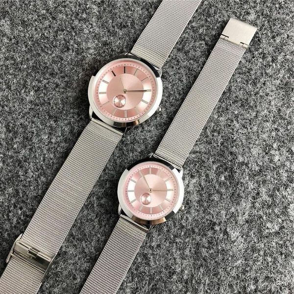 Relógios de pulso da marca Wristwatches Men Women Girl do casal do casal de garotas do casal Banda de metal de aço casual relógio A18