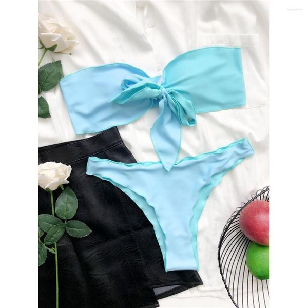 Menas de banho feminina Bandeau biquíni feminino fêmea fêmea feminina Tuote de traje de fêmea definida