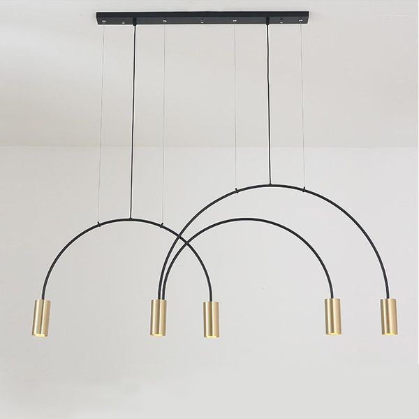 Lâmpadas pendentes Candelador de teto de luxo nórdico Mesa de escritório moderno, lâmpada de enforcamento da sala de jantar minimalista da cozinha luminária luminária