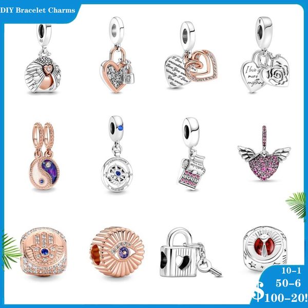 925 Silberperlen-Charms für Pandora-Charm-Armbänder, Designer für Frauen, DIY-Anhänger, Valentinstag-Kollektion, Charm