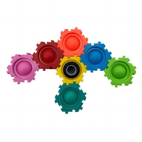 Building Block Fidget Spinner Toys Push Bubble Sensory Stress alleviare l'autismo Spinner Giocattolo di Natale