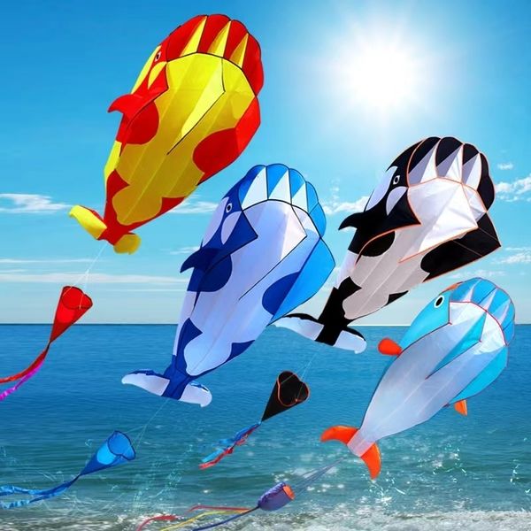 Acessórios de pipa grande pipa macia Dolphin Kite Nylon Kite Line Animated Kites Flying Inflatable Drag Kite Kitestoys para crianças 230324
