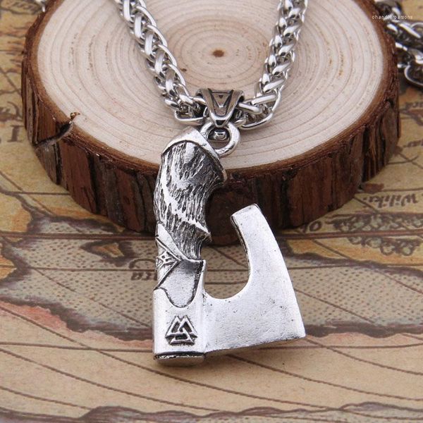 Colares de pendentes 2023 Dropshiping Aço inoxidável Viking Rune Ax Colar para Men Gift