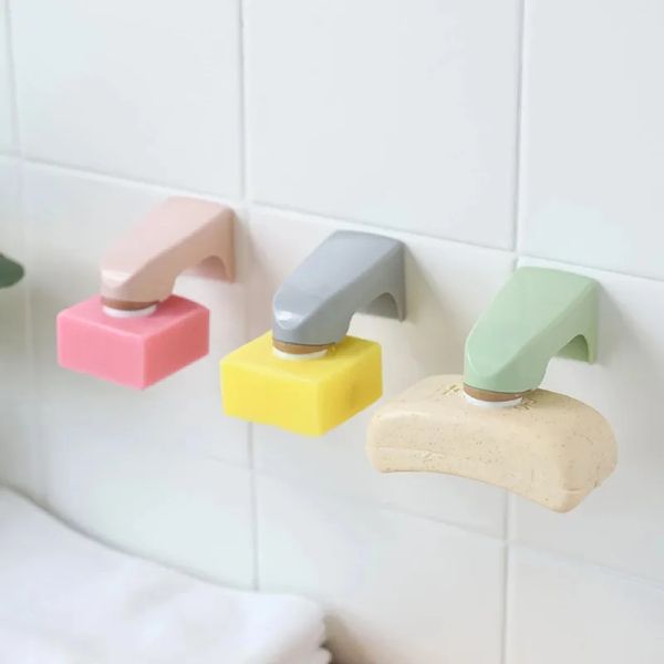 portasapone da bagno 5 colori Accessori per il bagno Portaoggetti a parete Portasapone in legno con adesivi Portasapone Portasapone magnetici