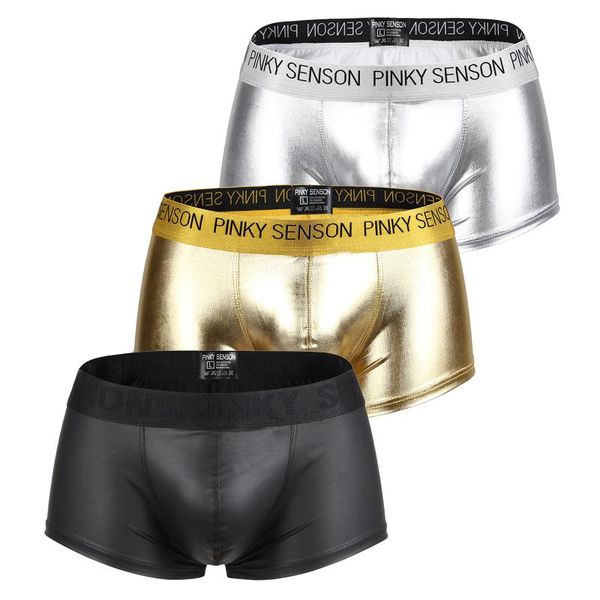 Underpants 3pc Bag Briefs de couro masculino Big Sexy Rouphe Boxer
