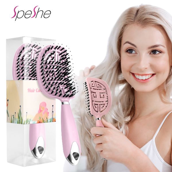 Spazzole per capelli Scava fuori Spazzola districante Spazzola curva Anti Klit Brushy Haarborstel Pettini per massaggio del cuoio capelluto per le donne Strumenti per lo styling 230325