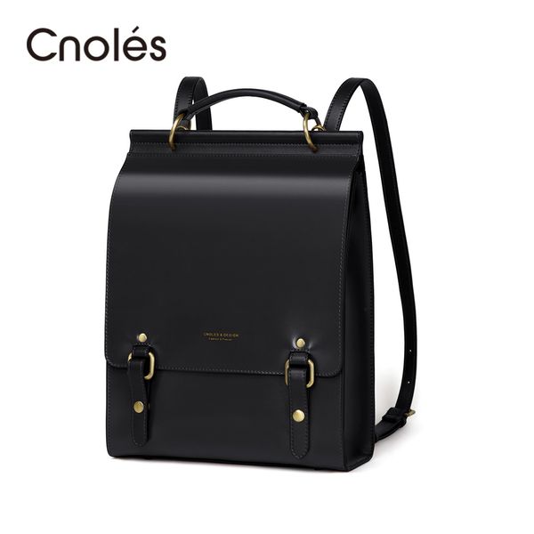 Рюкзак Cnoles Кожаный рюкзак кошелек для женщин моды Ladies Vintage Bag Casual School College рюкзаки рюкзаки Bookbeb Black 230324