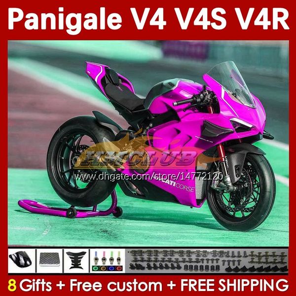 Motorradverkleidungen für DUCATI Street Fighter Panigale V4S V4R V 4 V4 S R 18 19 20 Karosserie 41No.75 V4-S V4-R 18-22 V-4S V-4R 2018 2019 2020 Spritzguss-Karosserie rosa glänzend