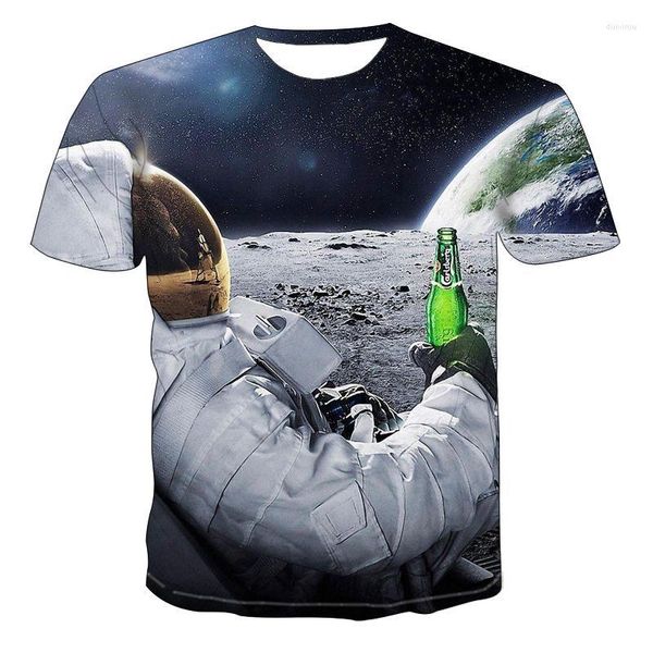 Мужские рубашки T 2023 Новинка 3D Рубашка Мужские банки с пивным хип-хоп экипаж-футболка с коротким рукавами.