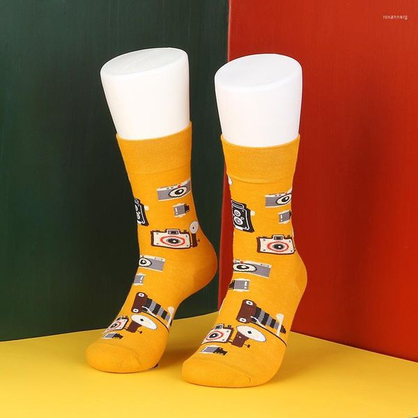 Erkek Çoraplar Erkek Moda Mutlu Erkekler Kadınlar 2023 Baskılı Sanat Komik Meias Yenilik Çılgın Parti Elbise Büyük Boy Boyu UNISEXMEN'ler