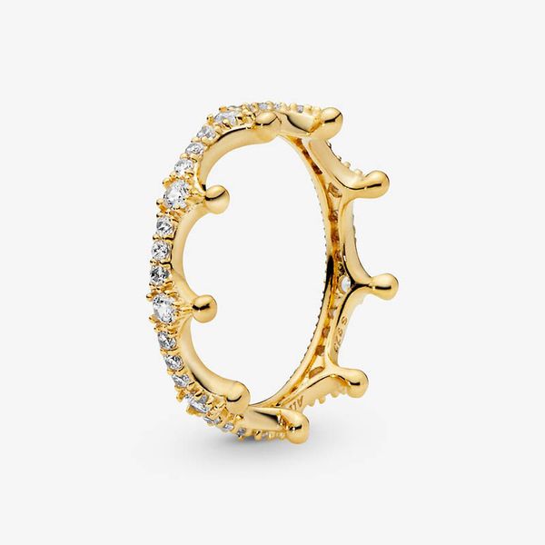 Позолоченное кольцо с короной для Pandora Real Sterling Silver Wedding Party Ювелирные изделия для женщин Подарок подруги CZ Diamond дизайнерские кольца с оригинальным набором коробок