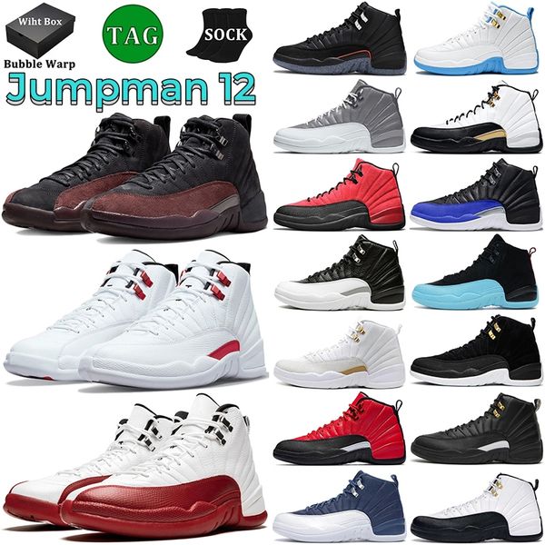 Cherry 12 Jumpman 12s Erkek Basketbol Ayakkabıları Gizli Playofflar Royalty Siyah Taksi Yardımcı Faydası Indigo Burnt Sunrise Koyu Gri Erkek Eğitmenler Açık Spor Spor ayakkabıları