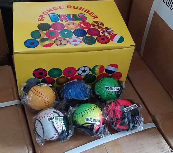 Palle spugna palla di gomma baseball softball 288 pezzi baseball Lancio rimbalzante Bambini Divertente Reazione elastica Allenamento Fascia da polso Gioco con la palla Giocattolo per bambini