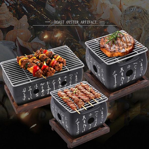 Griglie per barbecue SML Barbecue portatile giapponese coreano Griglia per alimenti Forno a carbone Stufa per barbecue Forno da cucina Griglia per alcol Strumenti per barbecue domestici 230324