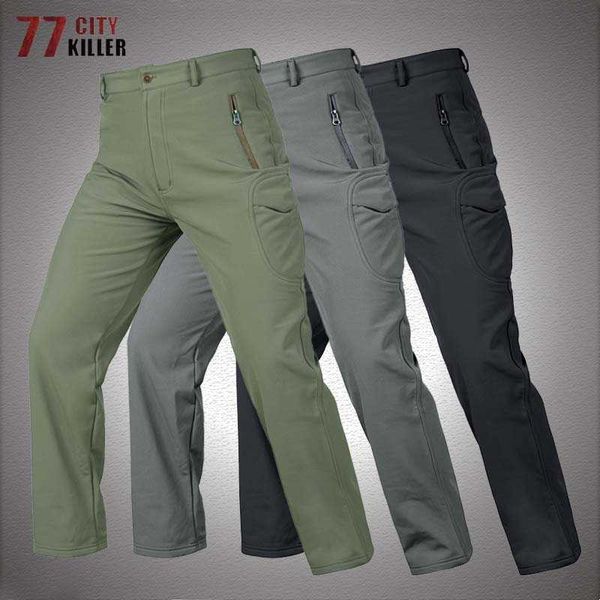 Pantaloni da uomo Pelle di squalo Soft Shell Pantaloni tattici Pantaloni da uomo impermeabili antivento militari Pantaloni da combattimento dell'esercito maschile Pantaloni caldi in pile da uomo W0325