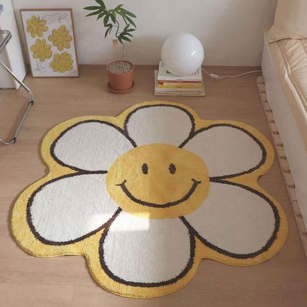 Tappeto pavimento di girasole tappeto peluche tappeto tappeto soffice comodino tappeti non slittati tappeti area grande per decorazioni per soggiorno 230324