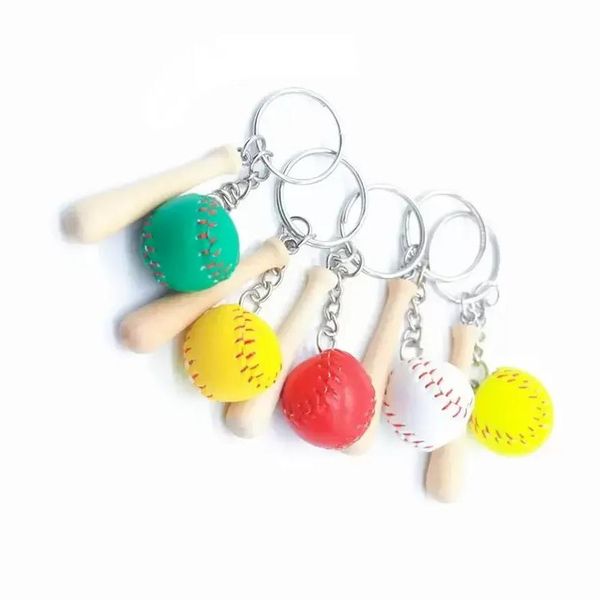 Mini Baseball Softball Party Favors Keychain с деревянной битой для спортивной тематической команды Souvenir Athletes Rewards Rra