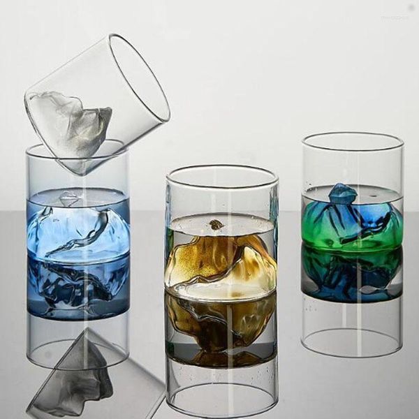 Weingläser, kreativer Innenbereich, Bergdesign, transparente Glastasse, Whisky-Trinkwerkzeug, Küche, Geschirr, Tischdekoration