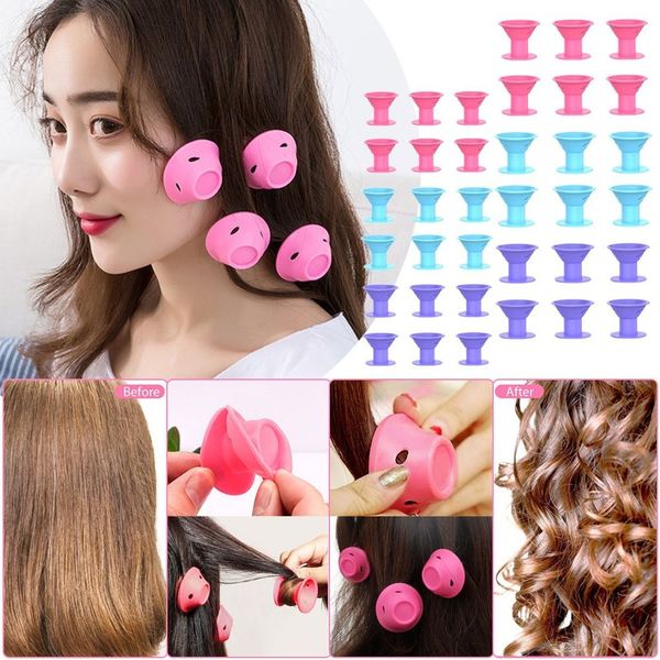 Rolos de cabelo 20pcs de borracha macia Silicone sem calor Clipes de torção sem calor Ferramentas de estilo DIY para garota 230325