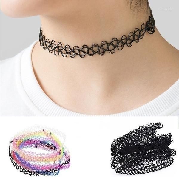 Catene Delysia King 12 pezzi / set Punk gotico Elastico Hollow Chocker Gioielli da donna Fishline Tattoo Stretch Collana vintage