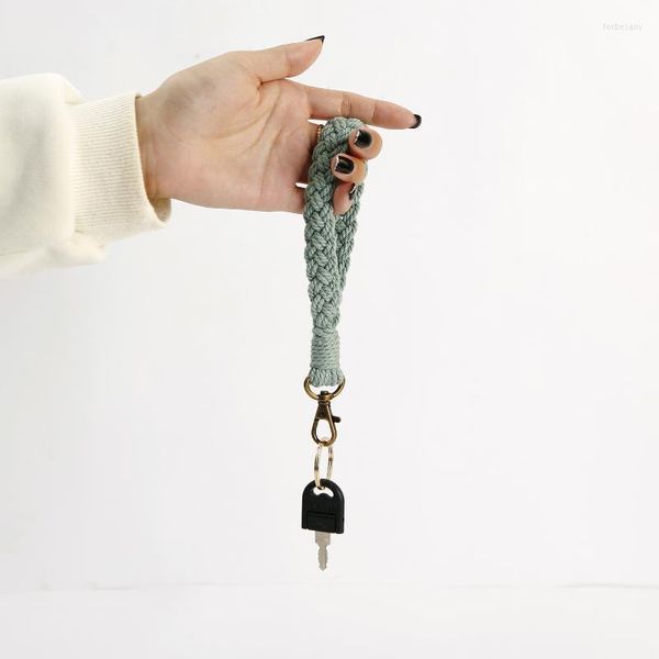 Клавки Macrame Bristlet Клавиатуры Lanyard Braided Key Key Fob Strap Lobster Claw Boho Friend