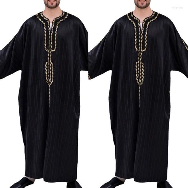 Roupas étnicas 2023 Homens homens árabes islâmicos kaftan muçulmano de manga longa LOW ABAYA RODES MATHE