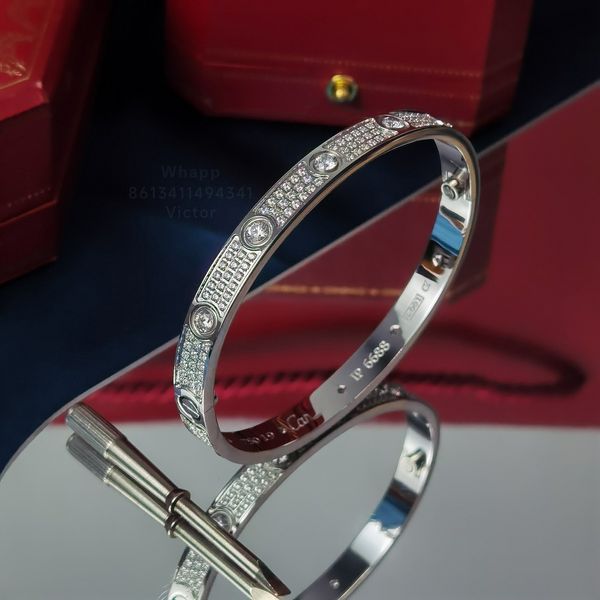 Bracciale rigido placcato oro Love bangl per donna designer Bracciale coppia Set cristallo 18K T0P qualità altissima qualità contatore stile classico moda lusso squisito g D463