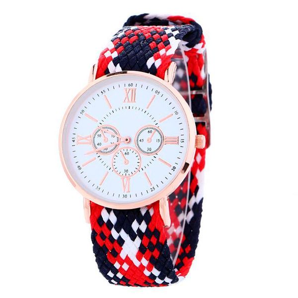 Orologi da polso Gnova Platinum Knit intrecciato numeri romani etnici orologio da donna casual quadrante dorato rosa orologio da polso moda donna ragazze teenager fantasia