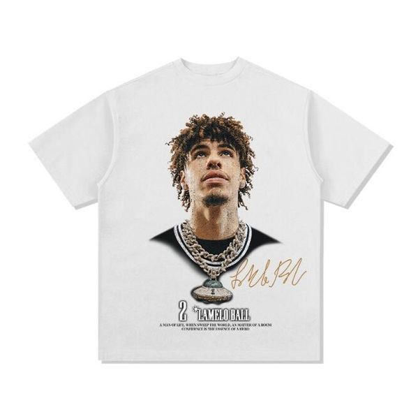 camiseta de grife de grife preto de manga curta lamelo ball masculina roupas de camiseta de camiseta