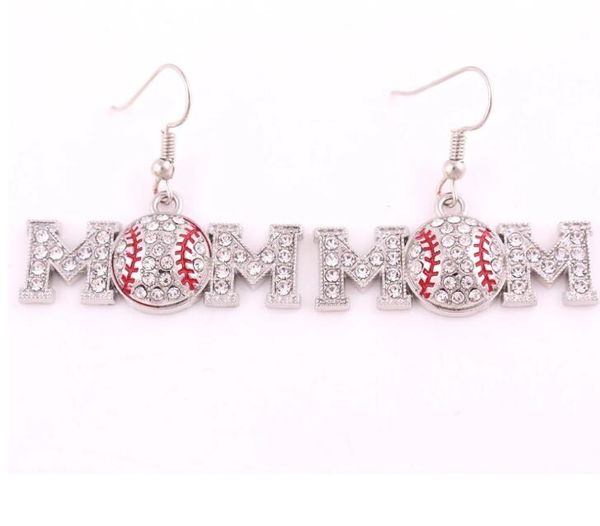 Colecionável para a mãe de beisebol Rhinestone Softball Brincho de tiro de cabeça Bling Bling Colar Sports Sports Game Ball Post Rhinestone Basketball Volleyball Baseball Football