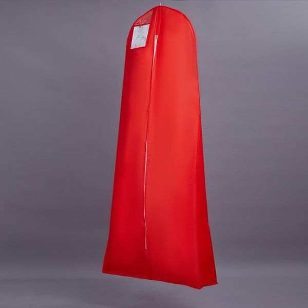 Giyim Depolama Dolap 180cm Uzunluk Kırmızı Gelinlik Toz Kapağı Gelin elbisesi için toz geçirmez elbise varış giyim çantası