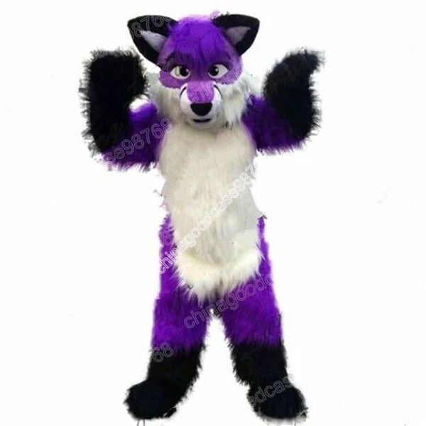 Super Cute Purple Fox Mascot Costume Halloween Natale Fancy Party Dress Personaggio dei cartoni animati Outfit Suit Carnevale Unisex Adulti Outfit