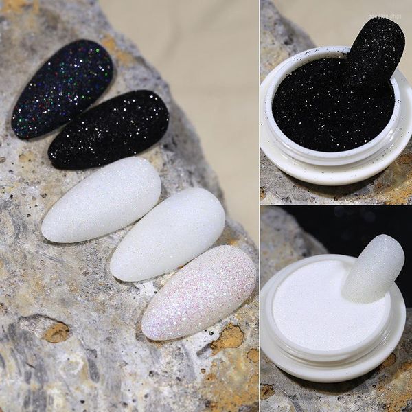 Glitter per unghie 1 scatola Accessori per polvere di zucchero artistico lucido Nero Bianco Born Pretty Manicure Materiale Shinning Pigment Dust Decorazione Nails