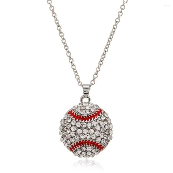 Подвесные ожерелья 1pc Fashion Crystal Crystal Volleyball Shape Shape Complace Link Chain Sports Jewelry для девочек -подростков
