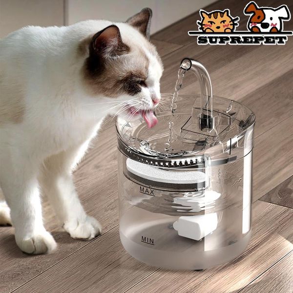 Ciotole per gatti Alimentatori Suprepet 2L Bevitore automatico per fontane d'acqua per gatti Cani Dispenser intelligente Sensore per animali Ciotola per bere Alimentatore automatico