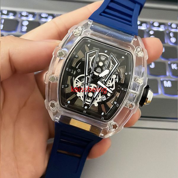 Herrenuhr, transparent, hohles Design, verstellbarer Kalender, kleines Uhrwerk, Sport-Trenduhr, Business-Quarz-Damenuhr