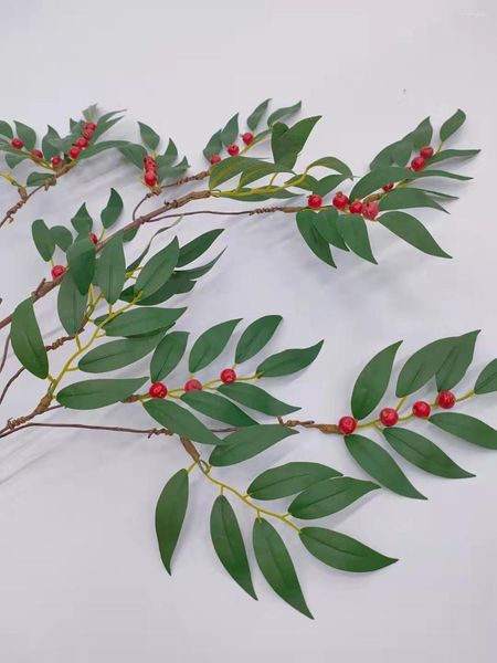 Flores decorativas de 75 cm de planta artificial Berry Cherry Branch Flower Flower Dimy Wedding Home Dining Table Decoration Fake