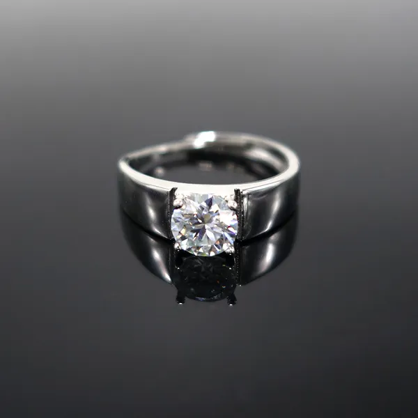 1ct Real Moissanite Ring для мужчин S925 Серебряное серебряное серебро, блестящее мужское симулированное бриллианты, обручальное кольцо украшения