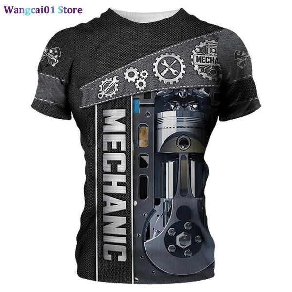 Herren-T-Shirts Mechaniker Hemd Herren-T-Shirt Mechanical Tools Drucken kurzer Seve Summer Jersey Casual Tops Übergroße Mode-Atmababkleidung 0325H23